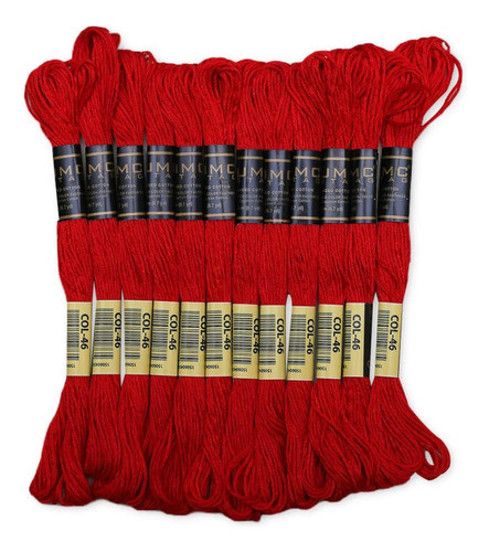Hilo De Bordado Rojo Premium De Algodón, Pack De 12 0