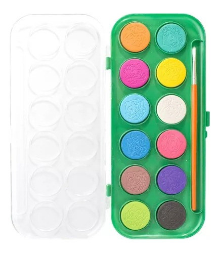 Estojo De Tinta Aquarela 12 Cores + Pincel Leo & Leo Escolar 1