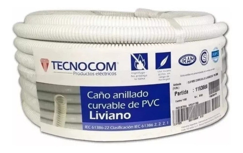 Caño Corrugado Ignífugo Blanco 1  Pulgada X 25mts Tecnocom 0