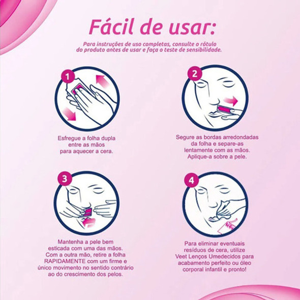 Cera Veet Folha Depilatória Facial C/ 12 1