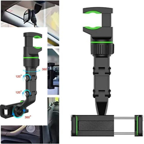 Soporte De Celular Ajustable Espejo Retrovisor Rotación 360° 1