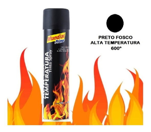 Lata Tinta Preto Fosco Alta Temperatura 400ml Mundial 1