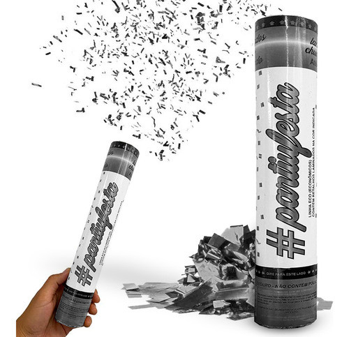 Kit 5 Lança Confete Prateado 30 Cm - Partiu Festas 1