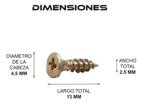 Tornillo Fix 2.5 X 13 - Caja X 200u - Dorados - Fdn 1
