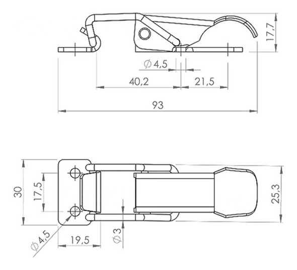 Kit 2 Fecho Engate Rápido Pressão Médio 9cm Zincado Fb1/e2 1