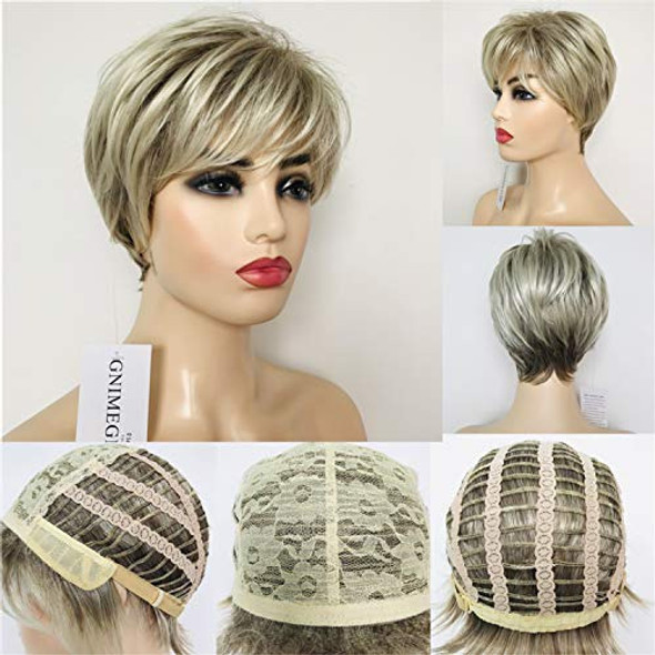 Pelucas Cortas De Moda De Cabello Rubio Gnimegil Para Mujere 1