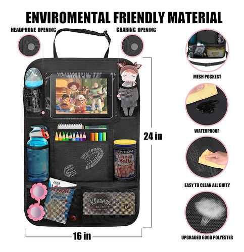 Organizador Auto Respaldo Asiento Tablet Varios Bolsillos 1