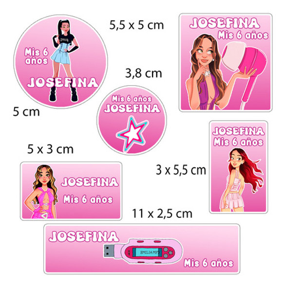 Kit 180 Stickers Emilia Mernes Musica Troquelado Candy Bar 1