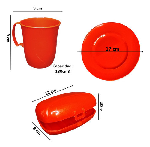 X25 Set Plato Jabonera Vaso Pvc Camping Combo Escolar 1
