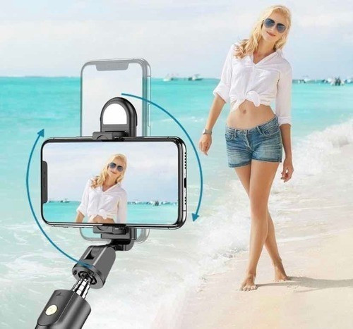 Bastão De Selfie E Tripé Retrátil Flash Bluetooth Gira 36 1