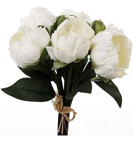 Flores Peonias Artificiales De Latex Realistas 6u Blancas 1