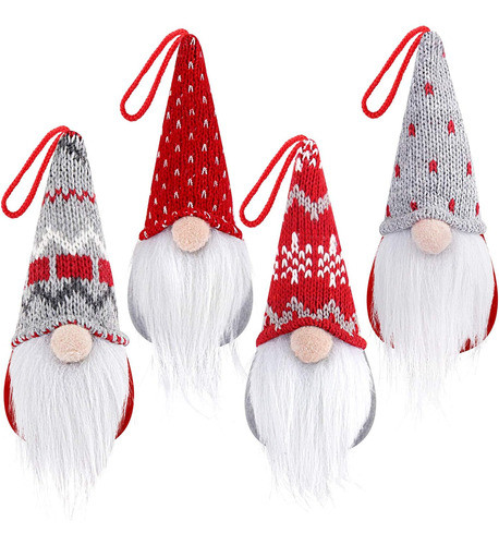 Adornos Navideños Gnomos Juego De 4 Hechos A Mano Colgar 0