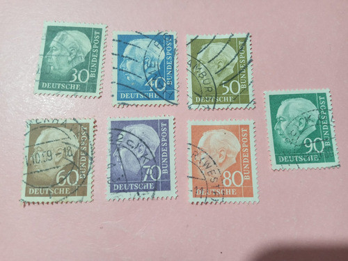 Alemania Occidental 7 Estampillas 1957 Theodore Heuss 0
