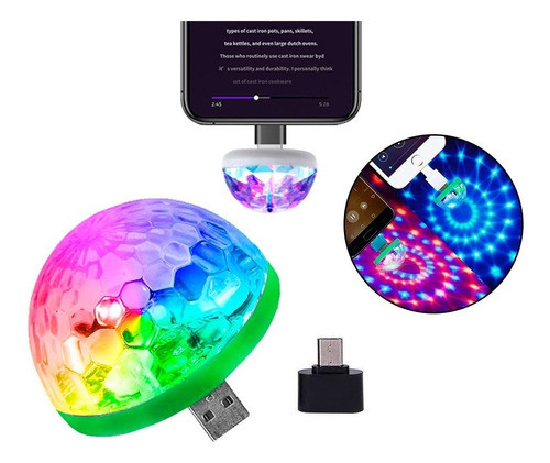Globinho De Luz Lâmpada Led Rgb Festa Usb Para Celular Led 0
