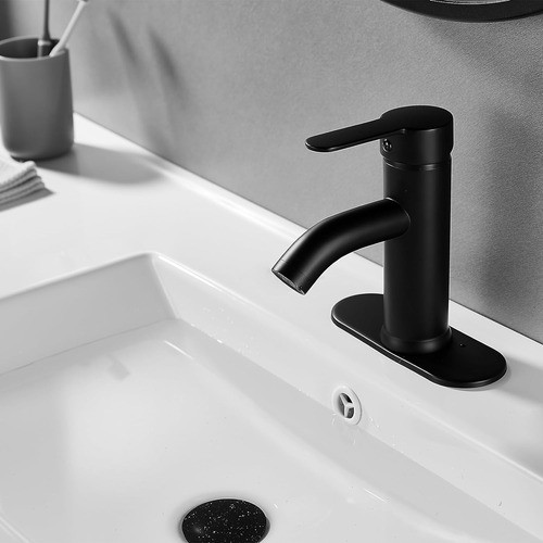 Canilla Monocomando Baño C/desague Estilo Granja Color Negro 1