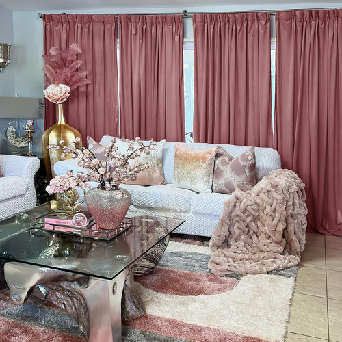 Nicetown Cortinas De Terciopelo Rosa Salvaje Para Decoracin 0