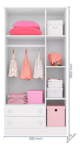 Guarda-roupa Com Kit Pés 3 Portas E 2 Gavetas Cabideiro 1