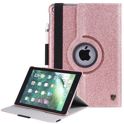 360 ° Giratorio Para iPad 9.7 (2017) Smart Cubrir Brillo Pu 0