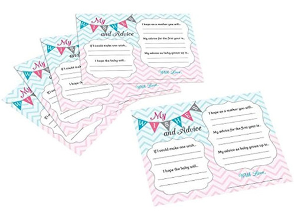 Lillian Rose Baby Gender Reveal Wishes Cards, Pink/blue/whit 0