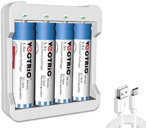 Pilas Recargable Aa Litio 1.5 V 3000mwh Pack4 Y Cargador Usb 0