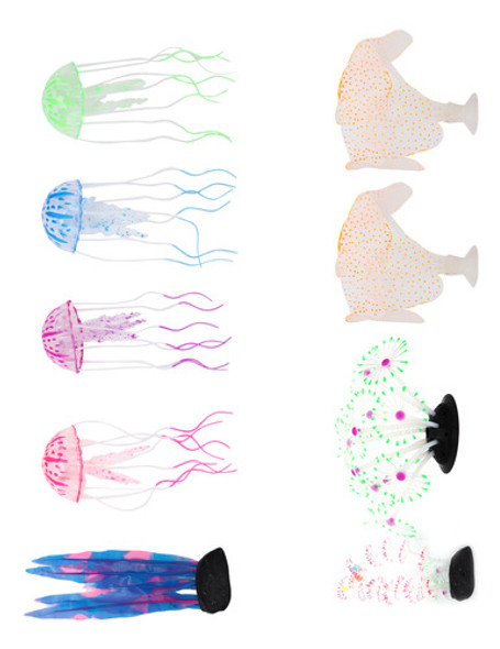 Decorações De Tanque De Peixes, 9 Peças De Efeito Luminoso D 1 Decorações De Tanque De Peixes, 9 Peças De Efeito Luminoso D 1