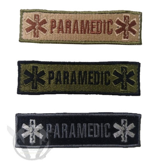 Parche Bordado Abrojo Paramedic Black Mutilcam Selva Medico 0