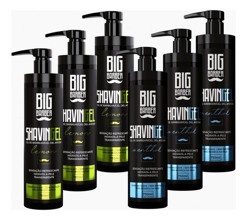 Kit Shaving Gel Big Barber Lemon + Menthol Combo 6 Unidades 0