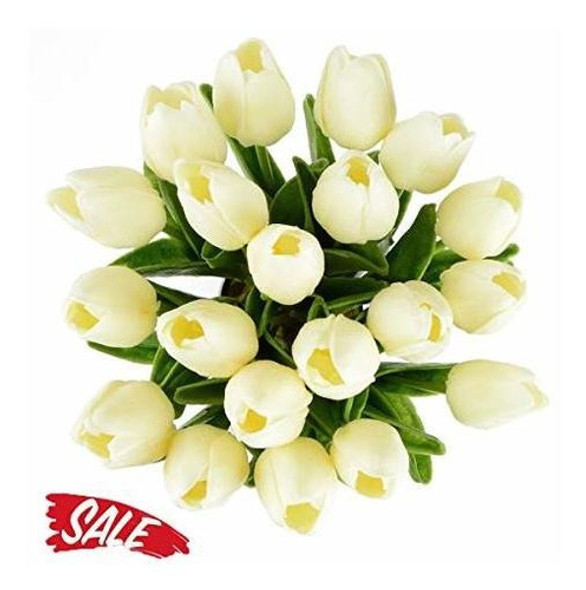 Tulipanes Artificiales De Aspecto Real (20u.) Blancas 1