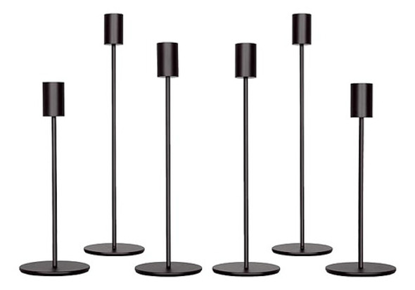 Candelabro Porta Velas Conico Negro Decoracion 6  Unidades 0