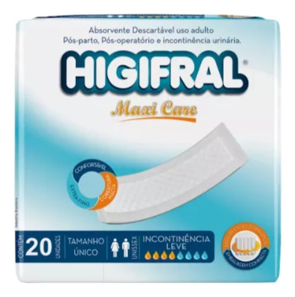 Absorvente Descartável Uso Adulto (20 Unidades) - Higifral 0 Absorvente Descartável Uso Adulto (20 Unidades) - Higifral 0