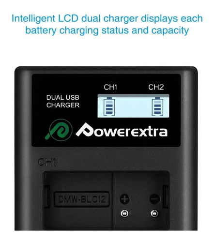 Cargador Y 2 Baterias Powerextra Blc12 Para Panasonic Lumix 1
