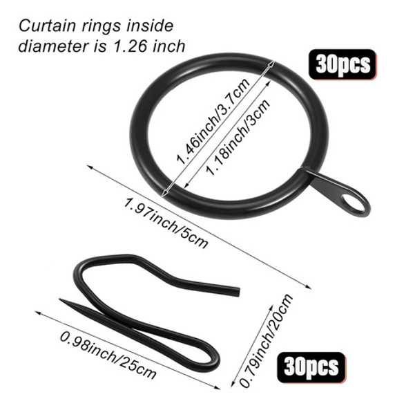 30 Piezas De Anillos De Cortina De Cortina De Metal Anillos 1
