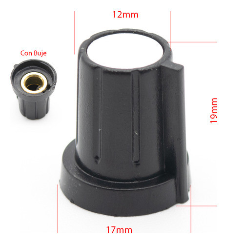 5 Perillas Potenciometro Blancas 17mm X 19mm Buje Bronce 1