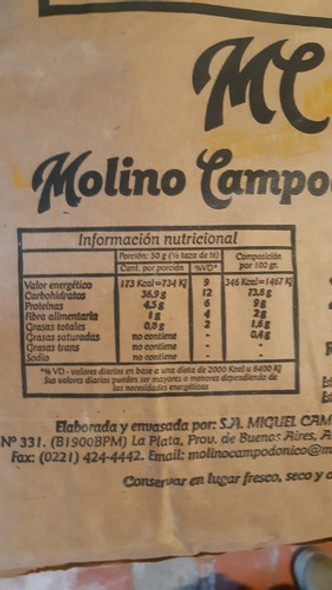 Semola Semolin Harina Molino Campodonico Bolsa X 25kg 1
