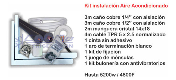 Kit 3m Instalacion Aire Split 1/4 1/2 Hasta 5200f Full 1