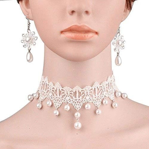 Gargantilla De Estilo Victoriano Retro Blanco Cadena Collar 1
