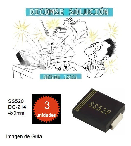 Diodo Ss520 Ss 520 Diodo  Do214 Schottky 5a 200v  3 Unid 0