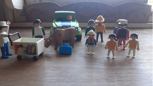 Lote 10 Playmobil + Auto+ Carro De Helado+ Buey 0