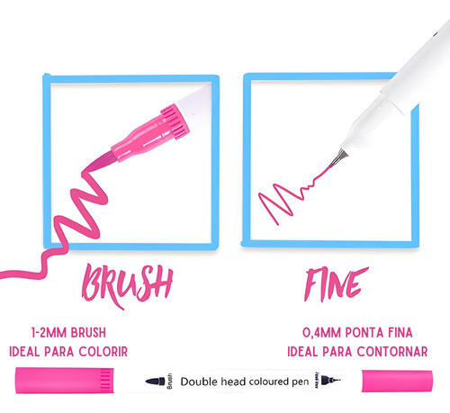 Kit 48 Brush Caneta Pen Ponta Pincel Lettering Canetinha 1