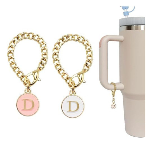 Identificador Para Vaso Dije Con Cadena Letra D 2u Rosa/ Bco 0