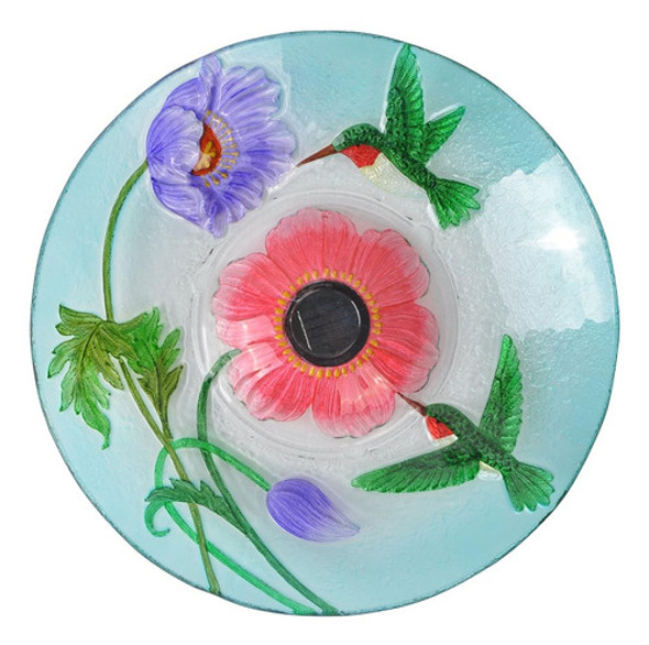 Teamson Home Colibrí Pintado A Mano Fusion Glass Solar Birdb 1