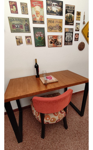 Escritorio Industrial Eucalipto 40mm Macizo 120x60cm Roble 1