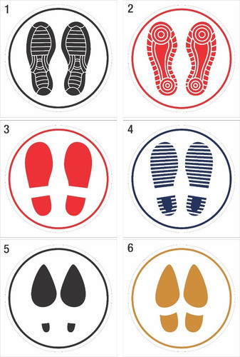 6 Juegos Círculos Pies, Huellas En Vinilo Distanciamiento 1