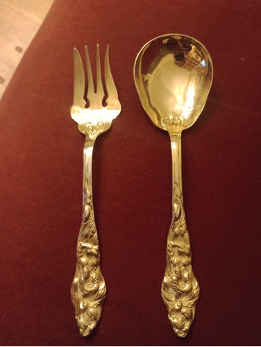 Juego De Cuchillo Y Tenedor De  Italiano Sellado Metal Bañad 0