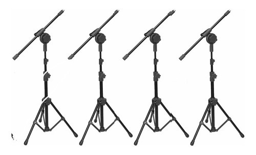 Pedestal Suporte Microfone Girafa Prof Kit C/ 4 + Cachimbo 0