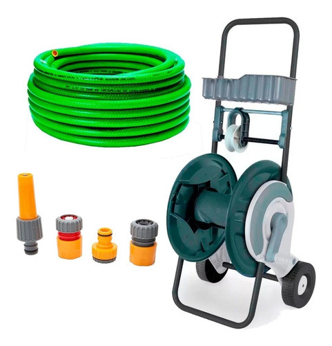 Kit Riego + Carro Porta Manguera Rehau + Manguera 1/2 X 20 M 0