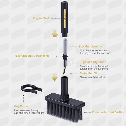 Cepillo Limpiador Teclado Cerdas Suaves Multifunción 5 En 1 1