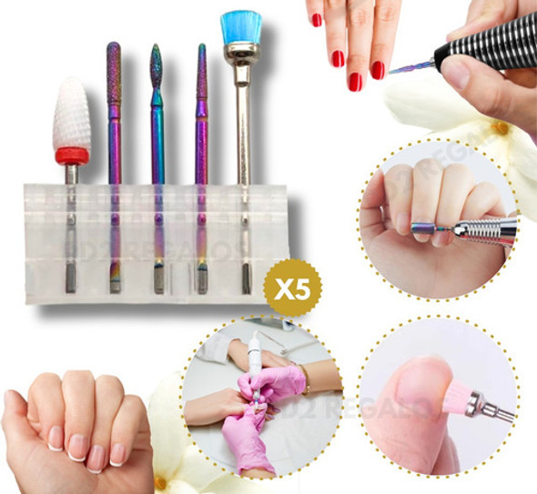 Kit X5 Fresas Universales Manicuria Rusa Ceramica Diamante 1