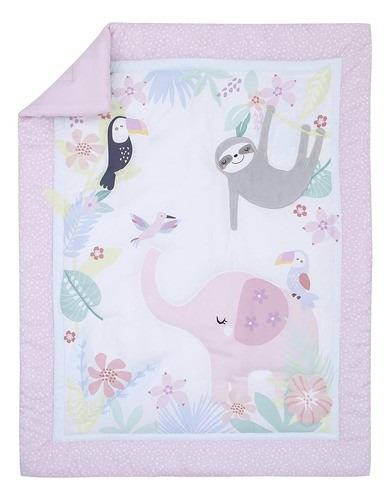 Nojo Tropical Garden Rosa, Verde Y Blanco Jungle Animal Jueg 1