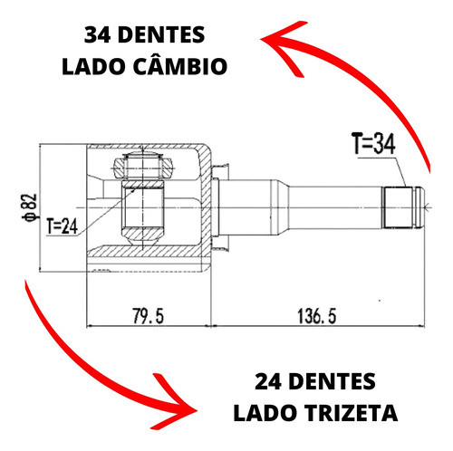 Tulipa Trizeta Esquerdo Gm Captiva 2.4 3.0 24v 2008 A 2017 1